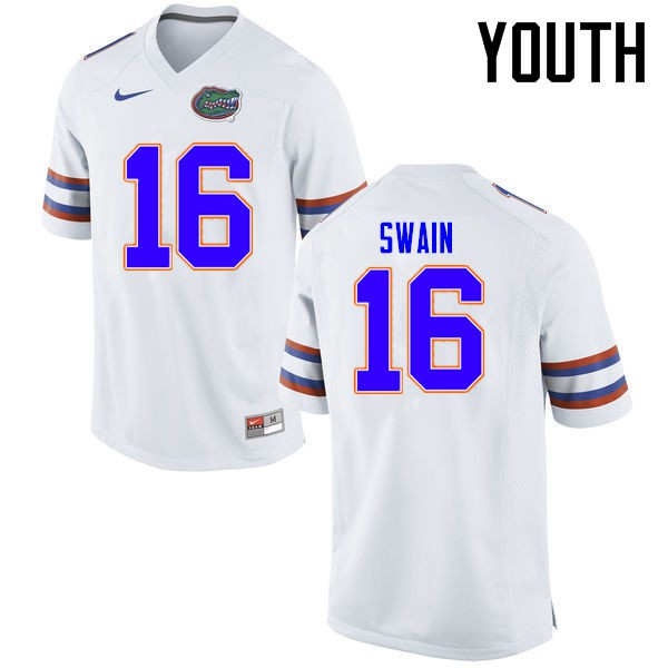Florida Gators Youth #16 Freddie Swain College Football Jersey White
